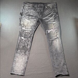 AMIRI Black and Gray Distressed Skinny Jeans
